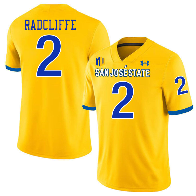 San Jose State Spartans #2 Lamar Radcliffe College Football Jerseys,Uniforms-Gold